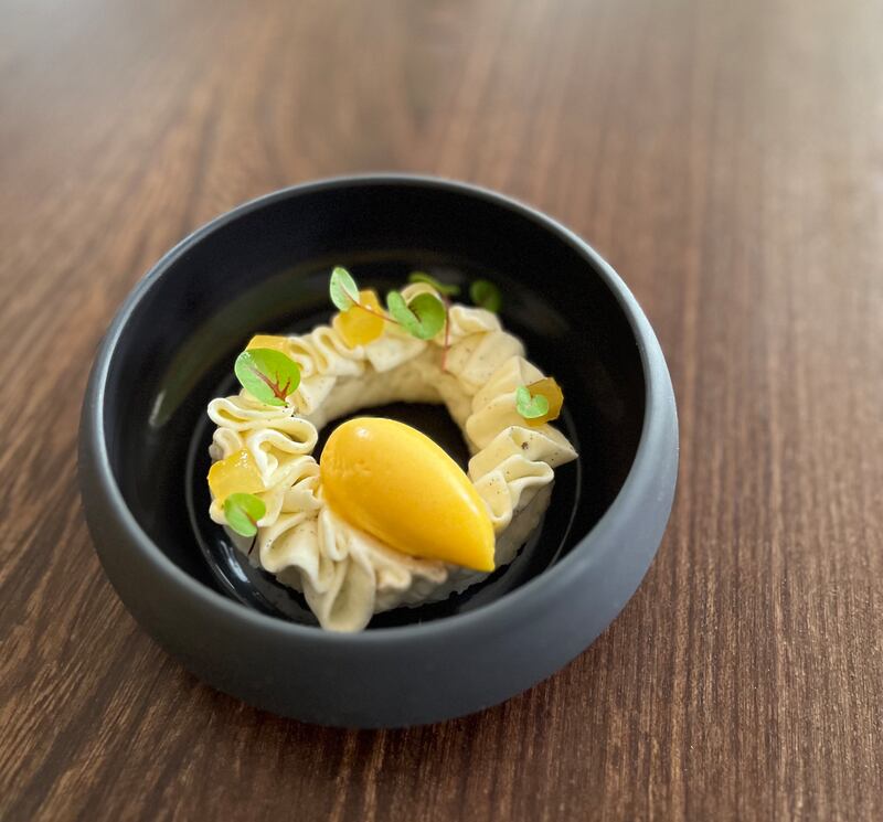 D'Olier Street: French rice pudding with mango sorbet. Photograph: David McClelland