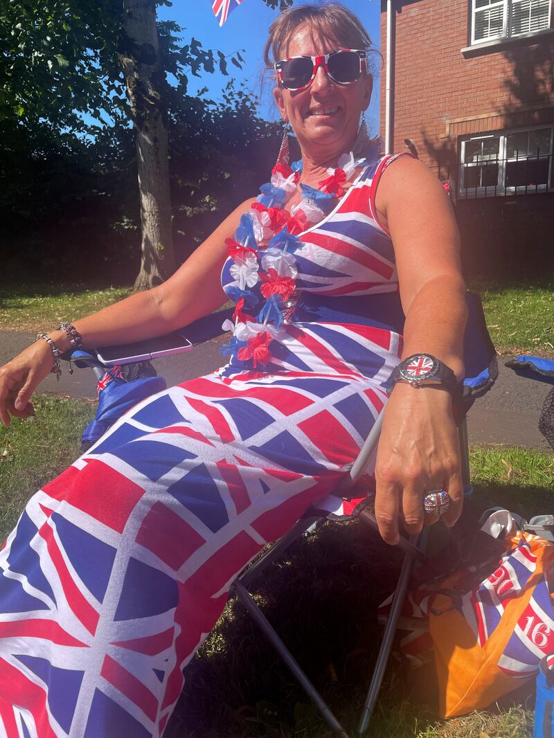 Yvonne McDonnell from Ballinderry attends the Twelfth of July celebrations in Lisburn, Co Antrim. Photograph: Jonathan McCambridge/PA