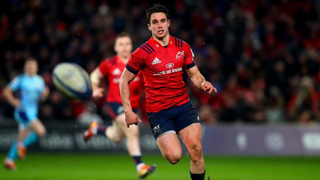 Munster’s Joey Carbery in action during their Heineken Champions Cup round 6 match against Exeter Chiefs in Thomond Park, Limerick in January. Photograph: Oisin Keniry/Inpho