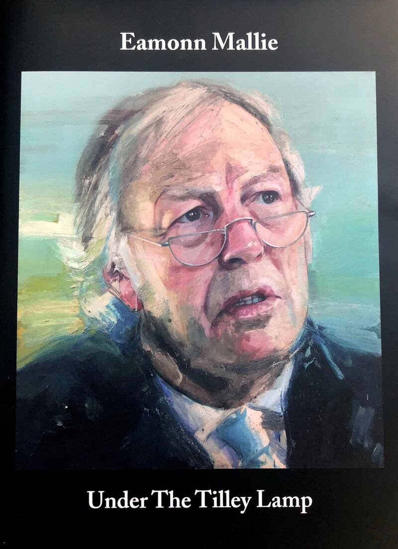 Cover of Eamonn Mallie’s first collection of poetry, Under The Tilley Lamp, featuring a portrait of the journalist by Colin Davidson