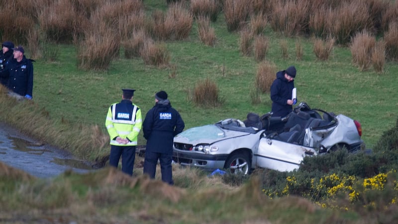 The scene of the crash in Co Donegal last night  in which four young men were killed. Photograph: North West Newspix