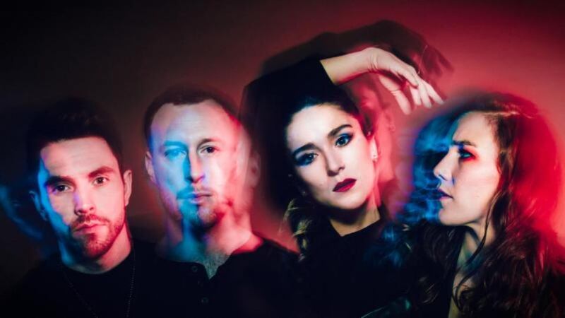 Dublin-based alternative pop band Maud in Cahoots, with Maud and Zoe Ní Riordáin, Steve Markham and Alan Conon. Photograph: Dara Munnis.