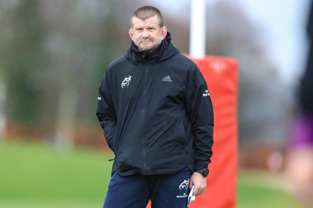Munster head coach Graham Rowntree during Thursday's training session at UL in Limerick. Photograph: Evan Treacy/Inpho