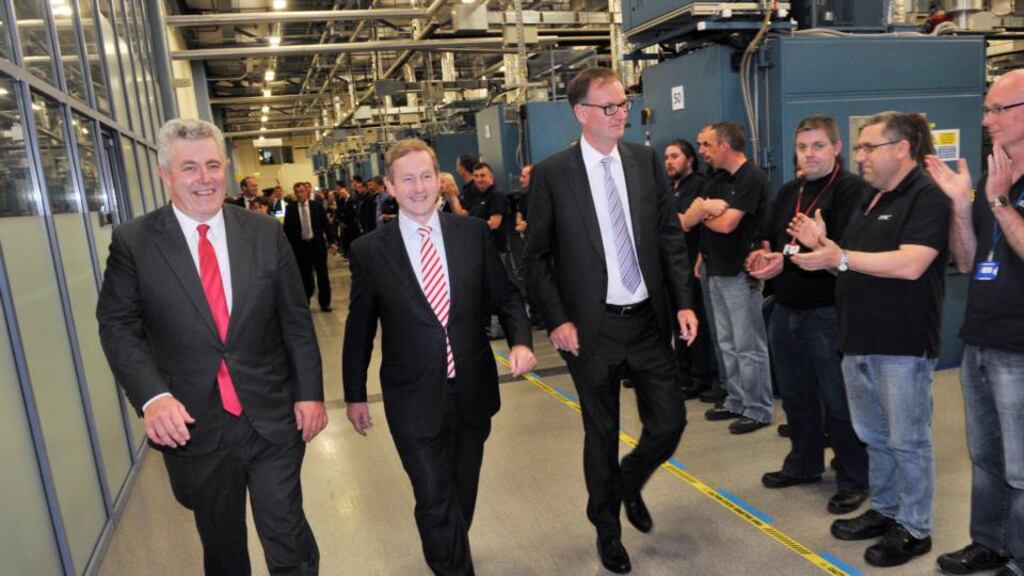 Bob Savage (left) with Taoiseach Enda Kenny at EMC Ovens in Cork last June. Photograph: Daragh McSweeney/Provision.