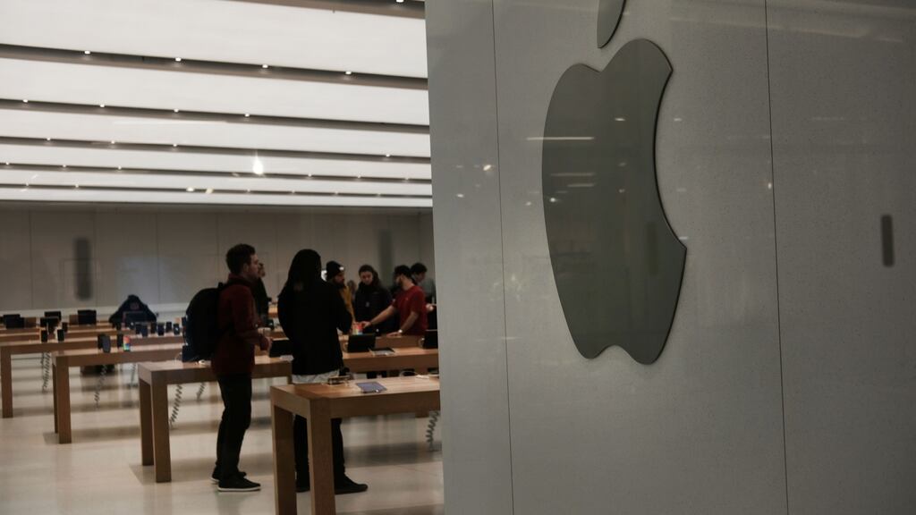 Apple’s first sales warning in over a decade sent European shares sliding, with the tech sector particularly badly bruised as chipmakers that supply the iPhone maker fell sharply. Photograph: Getty Images