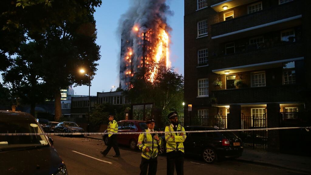 Grenfell Tower ablaze, June 2017. In Ireland most buildings must have a fire safety certificate, but what does that mean? Photograph: Daniel Leal-Olivas/AFP/Getty Images