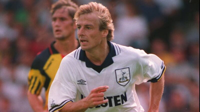 Jurgen Klinsmann scored 30 goals in all competitions in his single season in England and was named the football writers’ player of the year. Photograph: Allsport