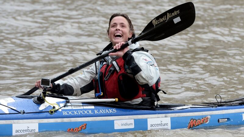 British adventurer Sarah Outen paddling her kayak last year. File photograph: Anthony Devlin/PA Wire