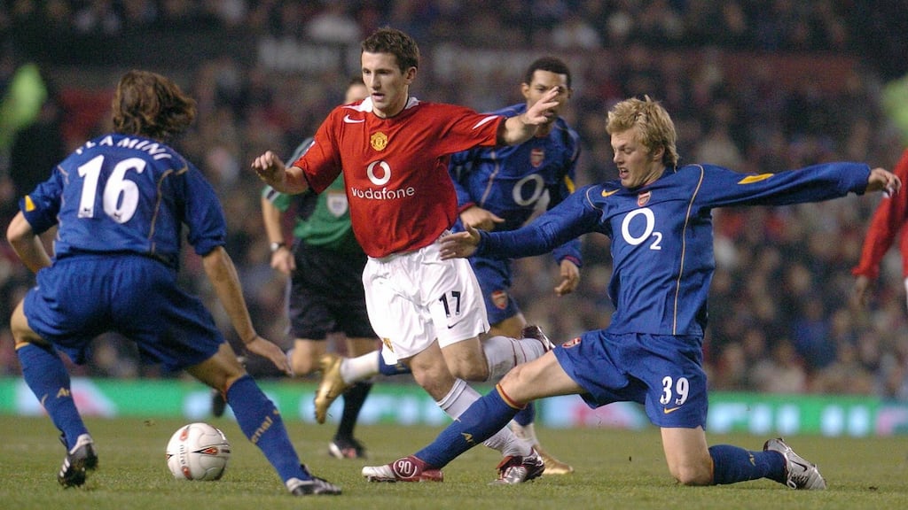 Liam Miller in action for Manchester United against Arsenal in the League Cup in 2004. Photograph: Paul Barker/Getty