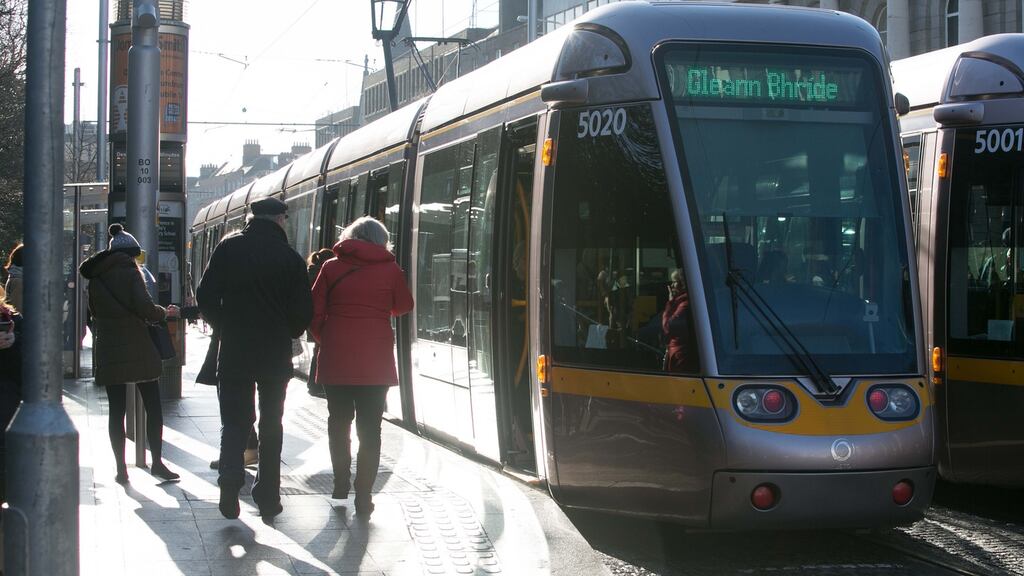 The strike will close both Luas lines today and tomorrow, affecting 90,000 commuters. Photograph: Gareth Chaney Collins