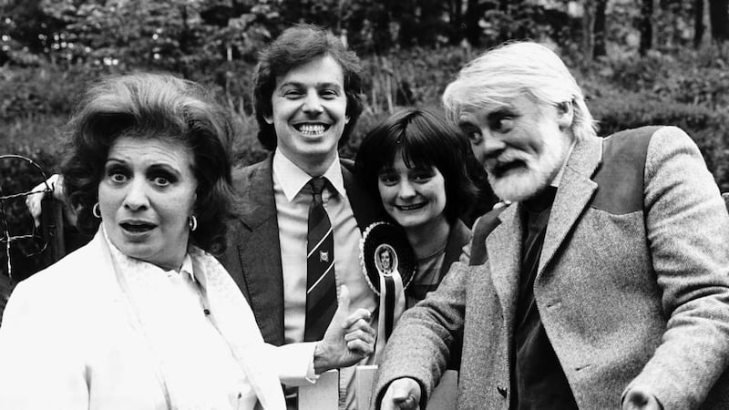 Political ties: Tony Booth with his second wife, the Coronation Street actor Pat Phoenix; his daughter Cherie; and his son-in-law Tony Blair in 1983. Photograph: Mirrorpix/Getty