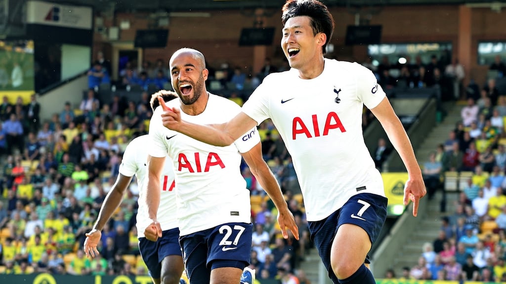 Son Heung-Min of Tottenham Hotspur celebrates after scoring their fourth goal during their final Premier League match against Norwich City last weekend. File photograph: Getty