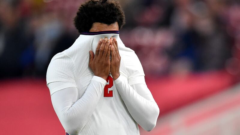 Trent Alexander-Arnold was forced off injured during England’s win over Austria. Photograph: Peter Powell/EPA