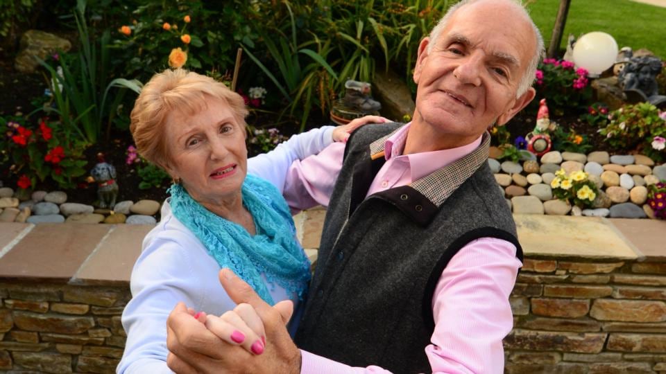 Joe Mc Cann and his wife Phyllis, grandparents of Strictly star Tristan Mc Manus, in Foxtrot pose in their garden in Bray Co Wicklow. Photograph: Cyril Byrne