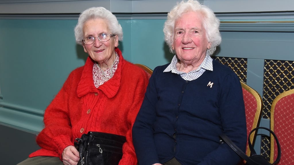 Patricia Horne (left) with her twin sister Margaret. Photograph: David Coleman/Bobby Studio, Dublin