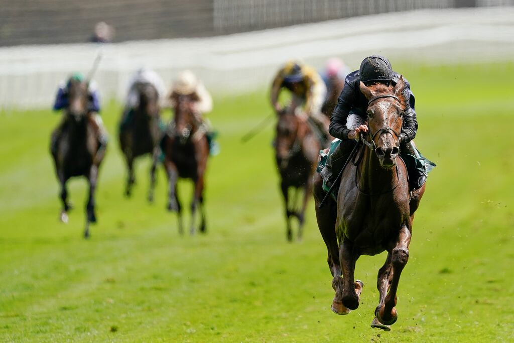 Ryan Moore riding Savethelastdance to victory in The Weatherbys Digital Solutions Cheshire Oaks at Chester in May. Aidan O Brien's charge is set to vie for Irish Oaks success at the Curragh. Photograph: Alan Crowhurst/Getty Images