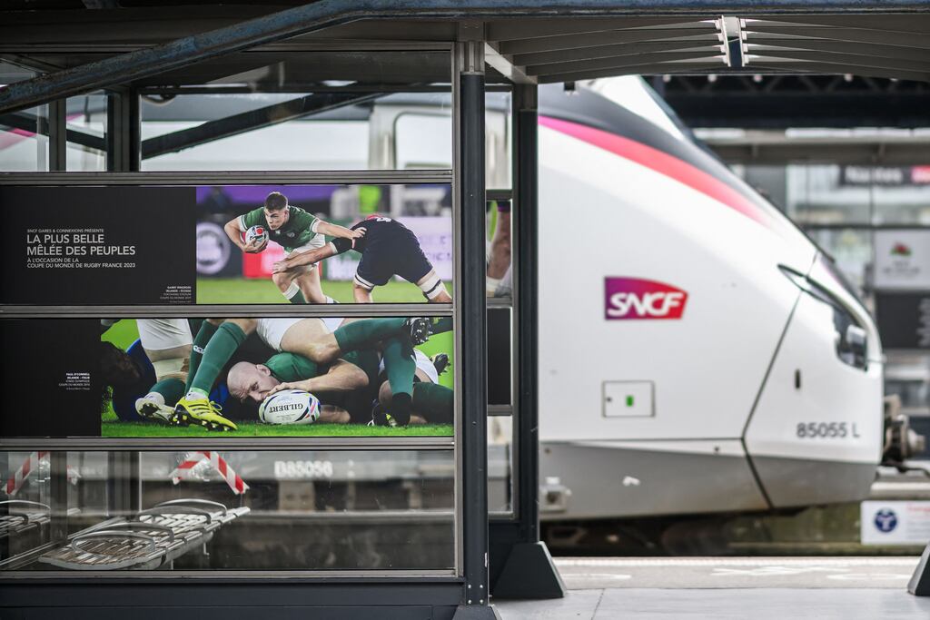 Nantes railway station: Nantes is just under 400km from Paris so there will be people flying into the French capital and travelling either by car, bus or train to the match. Photograph: Loic Venance/AFP