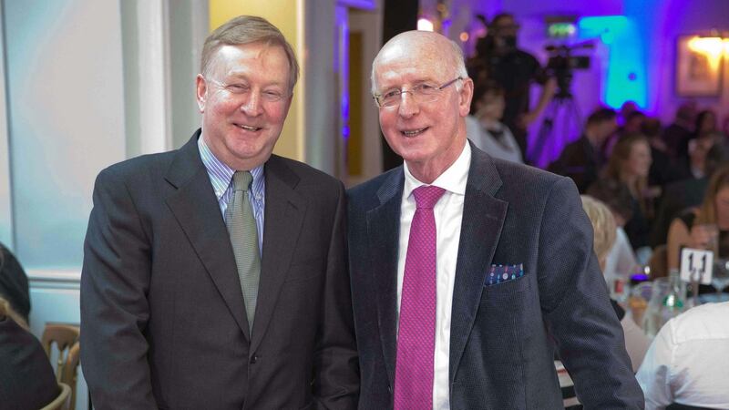 The chief executive of the Irish Racehorse Trainers’ Association, Michael Grassick, and trainer John Oxx. Grassick says with  horses“literally when the box stops, they expect to get off.” Photograph: Morgan Treacy/Inpho