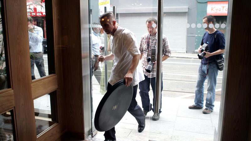 Gary Rhodes enters his Rhodes D7 restaurant in Capel Street, Dublin. Photograph: Cyril Byrne/The Irish Times