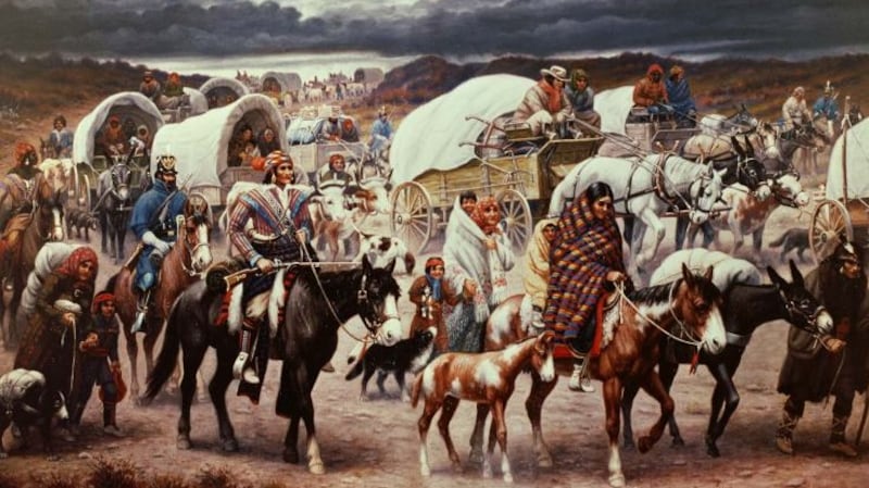 The Trail of Tears, in which perhaps as many as 4,000 Choctaw men, women and children perished