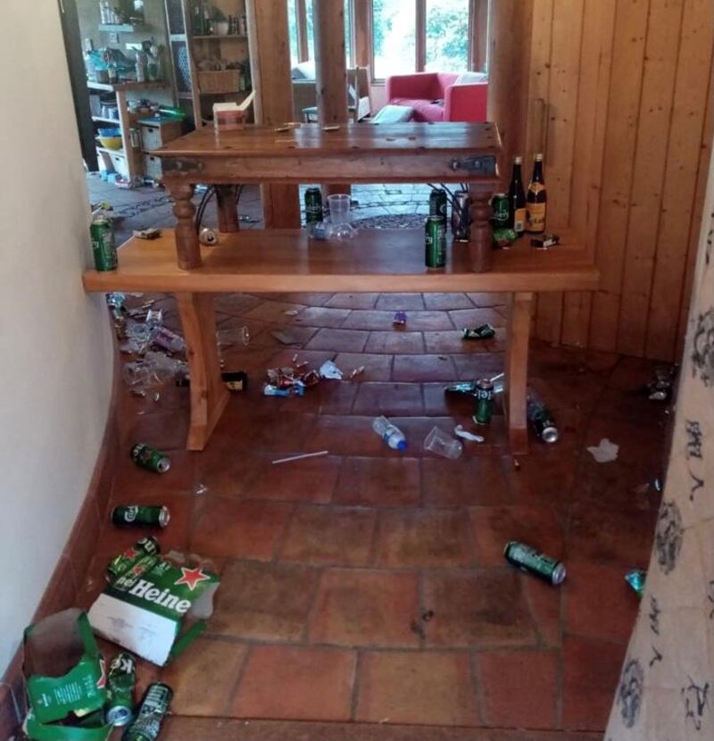 Photos taken after an illegal rave attended by more than 80 people in a house in Co Laois. Photo: Lisa Wilkinson