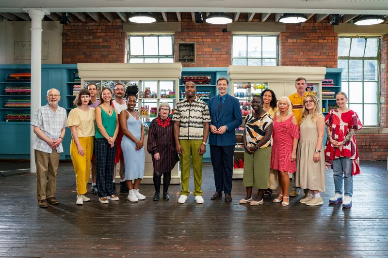 The Great British Sewing Bee: Don, Alex, Marcus, Pascha, Luke, Lauren, Esme Young, Kiell Smith-Bynoe, Patrick Grant, Comfort, Georgie, Janet, Marcus, Ailsa, Suzy. Photographs: BBC/Love Productions/James Stack