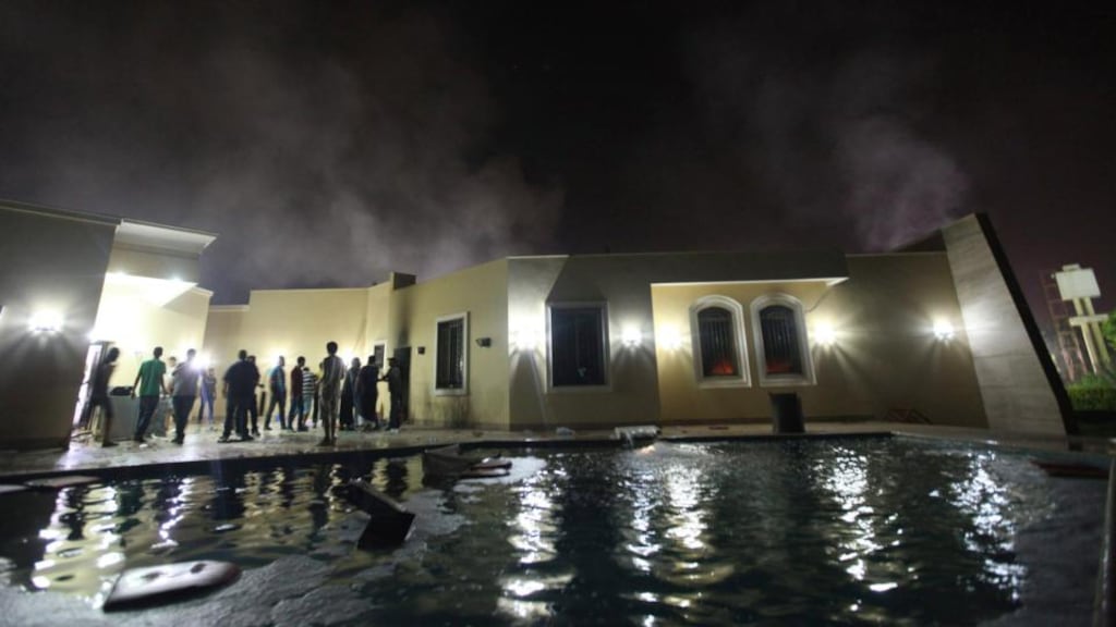 Smoke rises from the US consulate in Benghazi on September 11th, 2012, following an attack in which US ambassador Chris Stevens and three other Americans were killed. Photograph: Reuters/Esam Al-Fetori
