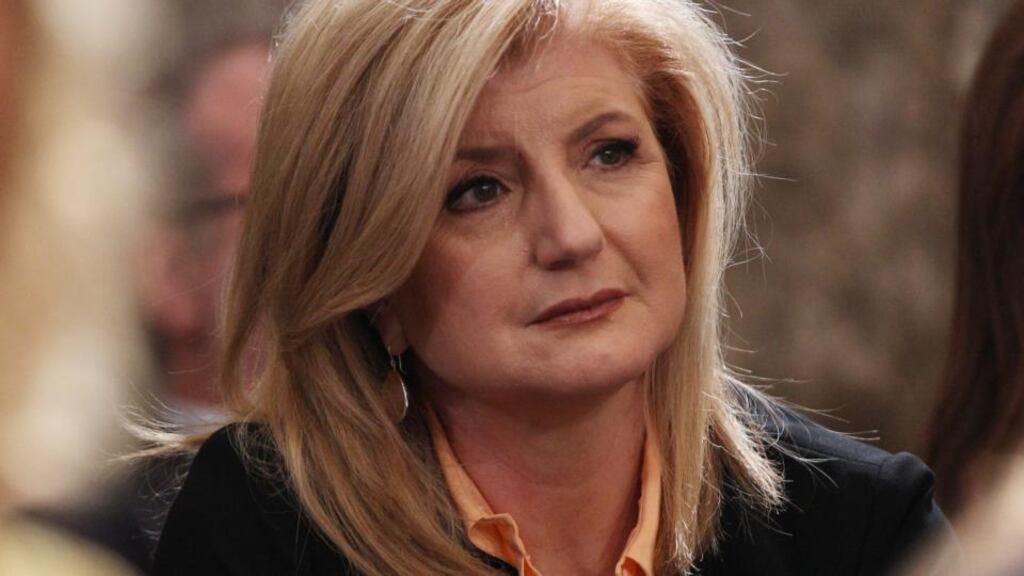 Publisher Arianna Huffington told students at Smith College in Northampton, Massachusetts:  “What I urge you to do is not just take your place at the top of the world, but to change the world”. Photograph: Oli Scarff/Getty Images