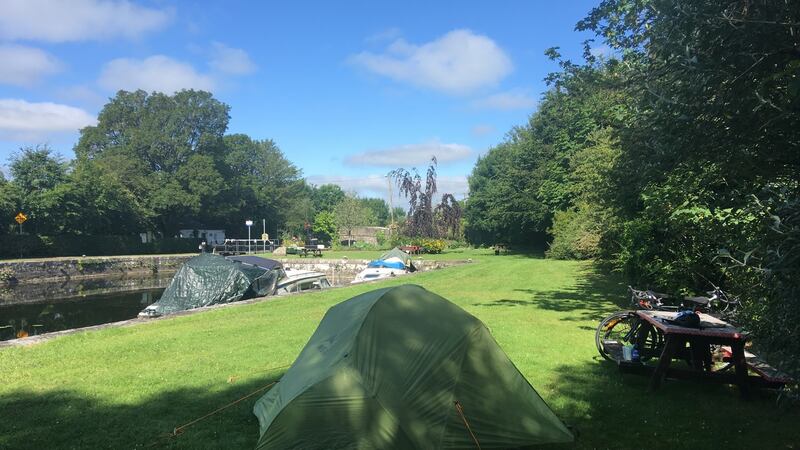 ‘We camped on the grassy embankment by Ferran’s Lock, a few kilometres past Kilcock’