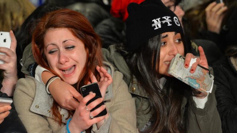 ‘For a teenager, a crush can provide a dress rehearsal for intimacy.’ Above, One Direction fans in London. Photograph: Leon Neal/AFP/Getty Images