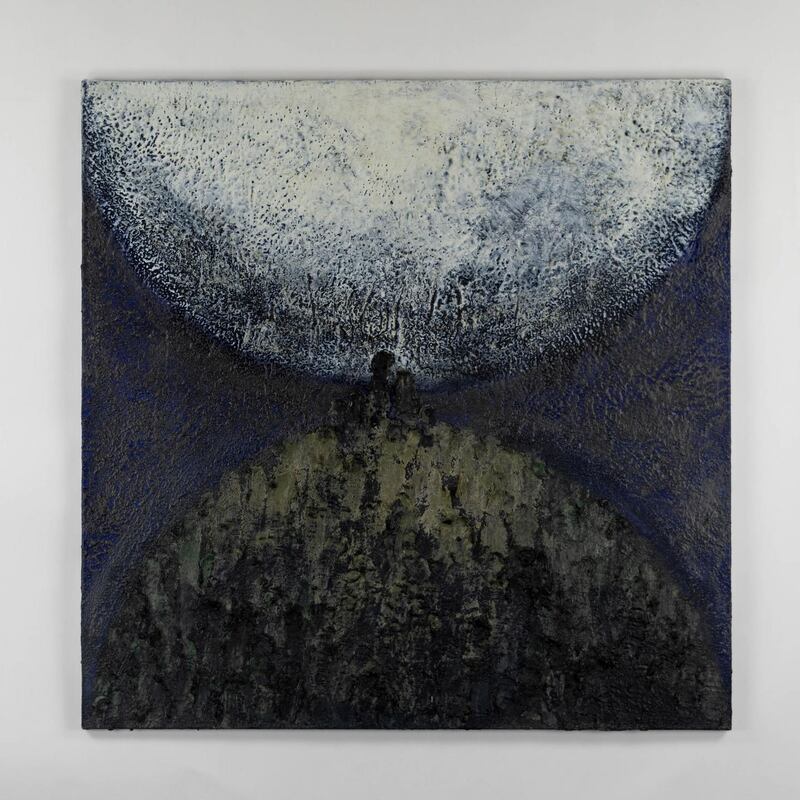 A handful of motifs emerge: circles and spheres feature a great deal; line, whether a solitary track extending through space or, often, multiple strands in a state of flux.