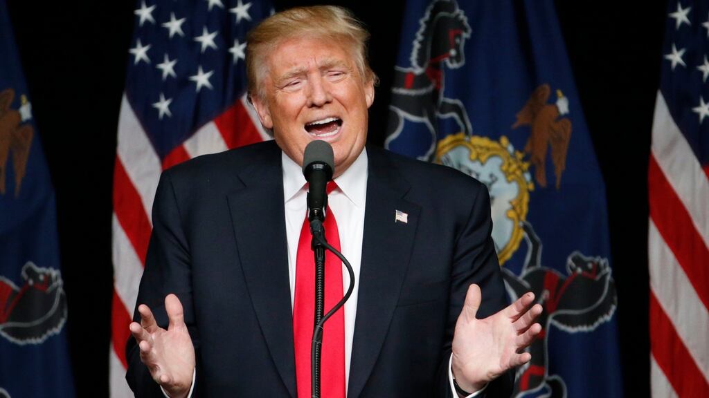 Republican presidential candidate Donald Trump speaks during a rally in Pennsylvania on Thursday. Each state contest in this head-turning presidential election reveals new types of Trump supporters. Photograph: Julio Cortez/AP