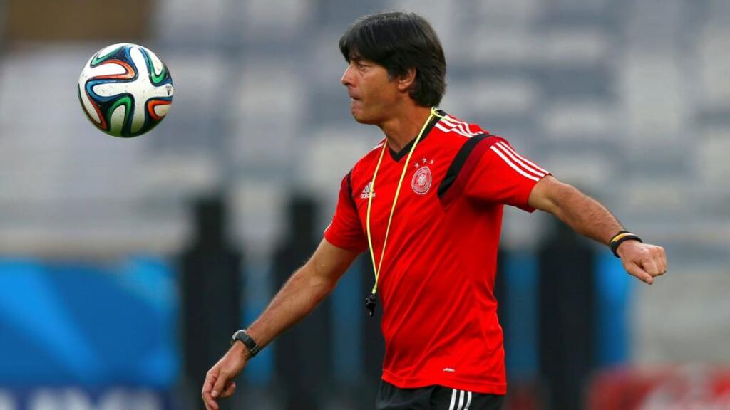 Germany’s head coach Joachim Low attends a team training session at Mineirao stadium in Belo Horizonte. Photograph: Eddie Keogh/Reuters
