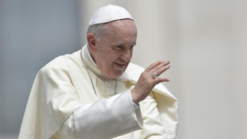 Pope Francis blesses the crowd at the end of his the weekly general audience at St Peter’s Square at the Vatican on May 6th, 2015. Photograph: Andreas Solaro/AFP/Getty Images