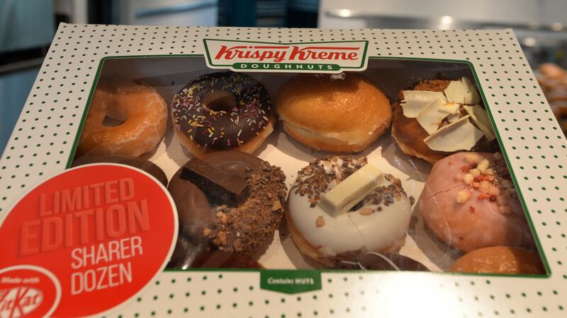 A dozen-box is one of the most popular products at Krispy Kreme. Photograph: Dara Mac Donaill
