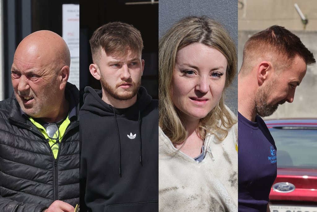 Michael Synnott, Shane Synnott, Sharon McCann and Ben McNulty at Bray District Court on Friday. Photograph: Alan Betson