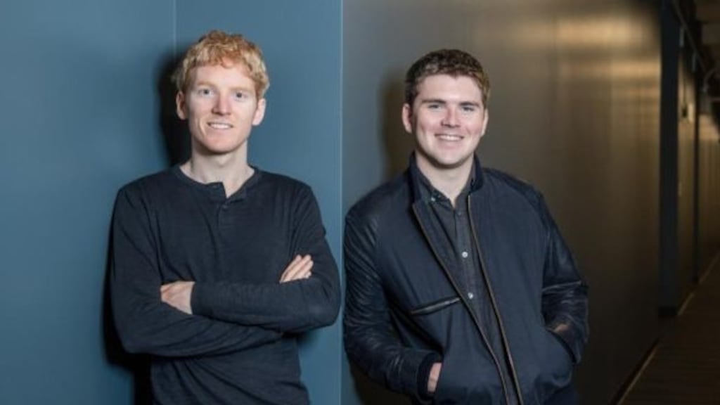 Stripe founders Patrick and John Collison. The company’s valuation recently rose to €19.9 billion