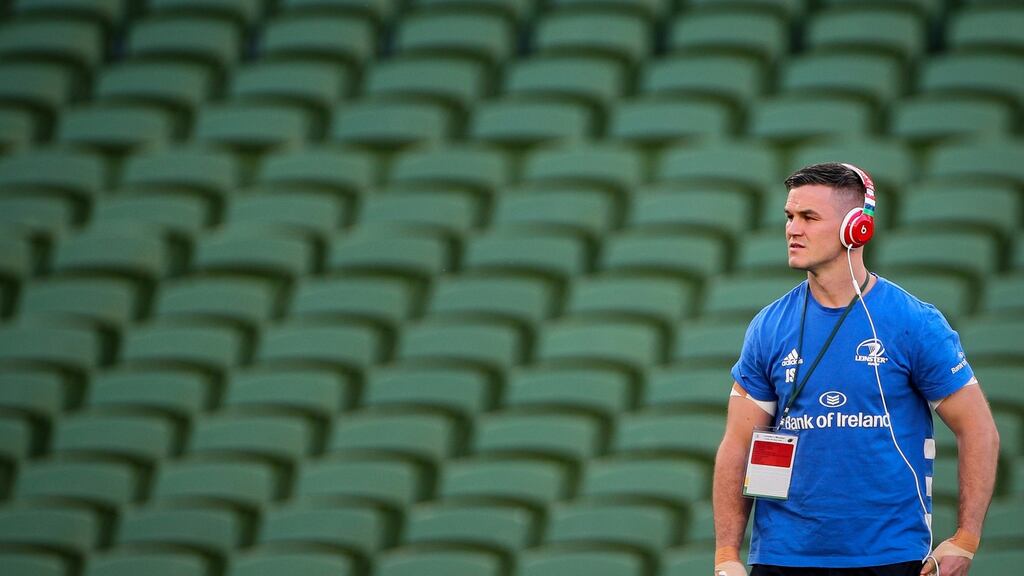 Leinster’s Johnny Sexton will be on thge bench for the Pro14 final against Ulster. Photo: James Crombie/Inpho