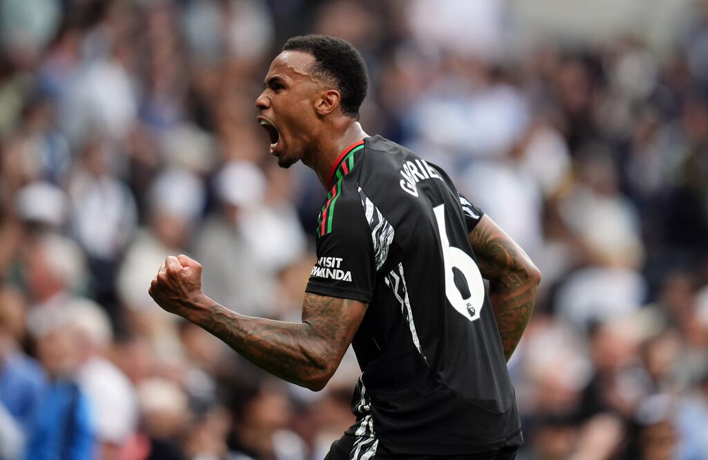 Arsenal's Gabriel at the final whistle of the Premier League match against Spurs at Tottenham Hotspur Stadium in London. Photograph: John Walton/PA Wire