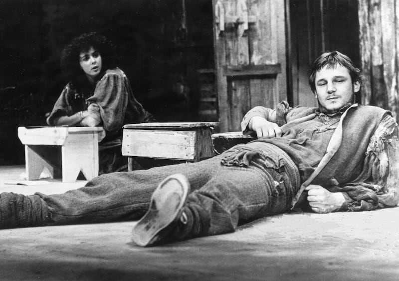 Translations: Brenda Scallon and Liam Neeson in the original production of Brian Friel's play in the Guildhall, Derry, in 1980. Photograph: Rod Tuach