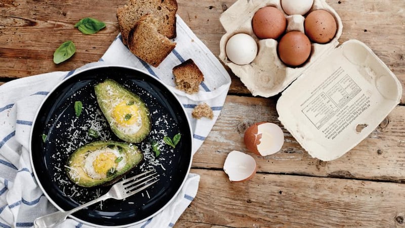 Baked avocado, eggs and basil, taken from ‘Food For the Fast Lane’, Derval O’Rourke (Gill & Macmillan),€19.99