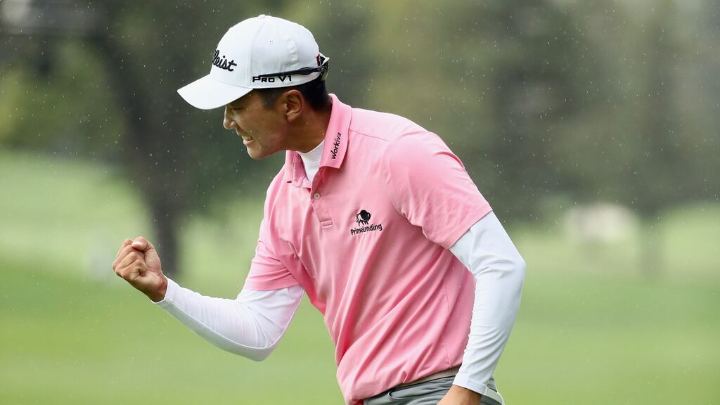 Michael Kim leads by five strokes in the John Deere Classic. Photograph: Ezra Shaw/Getty