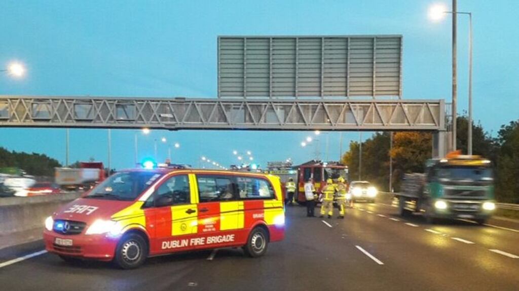 Commuters travelling south on Dublin’s main traffic artery, M50 experienced major delays on Thursday morning because of a crash. Photo: M50Dublin/Twitter