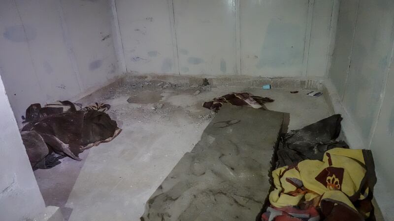 A cell in Sednaya prison, nicknamed the 'human slaughterhouse', in Syria