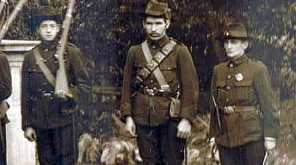 A photograph of Willie Halpin (right) before the Rising when he was in the Irish Citizen Army. Photograph: Cyril Byrne