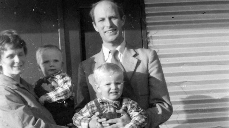 Richard Power with his wife Ann and sons Robert, left, and Patrick, at the Writers’ Workshop in Iowa