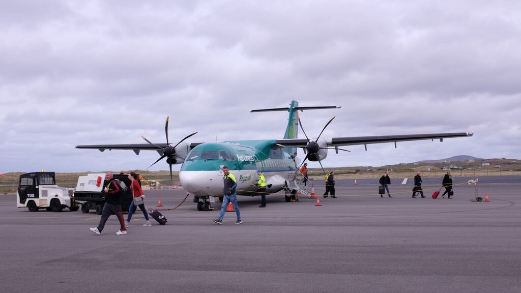 A PSO flight operated by Stobart Air parked in Donegal Airport. Photograph: Bryan O’Brien
