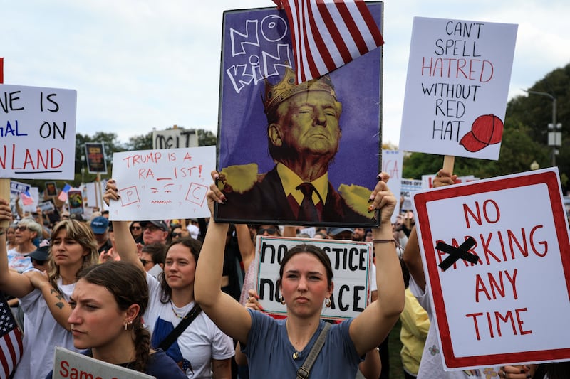 Thousands turned out in Chicago, Illinois, for the 'No Kings' protest against the Trump administration. Photograph: Joe Raedle/Getty Images