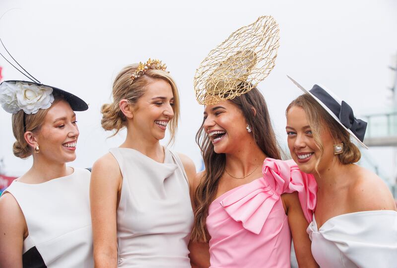 Fantastic four: Emer Walsh, Rachel Doherty, Mary Glynn and Sinead Davies enjoying day one of the festival. Photograph: Tom Maher/Inpho