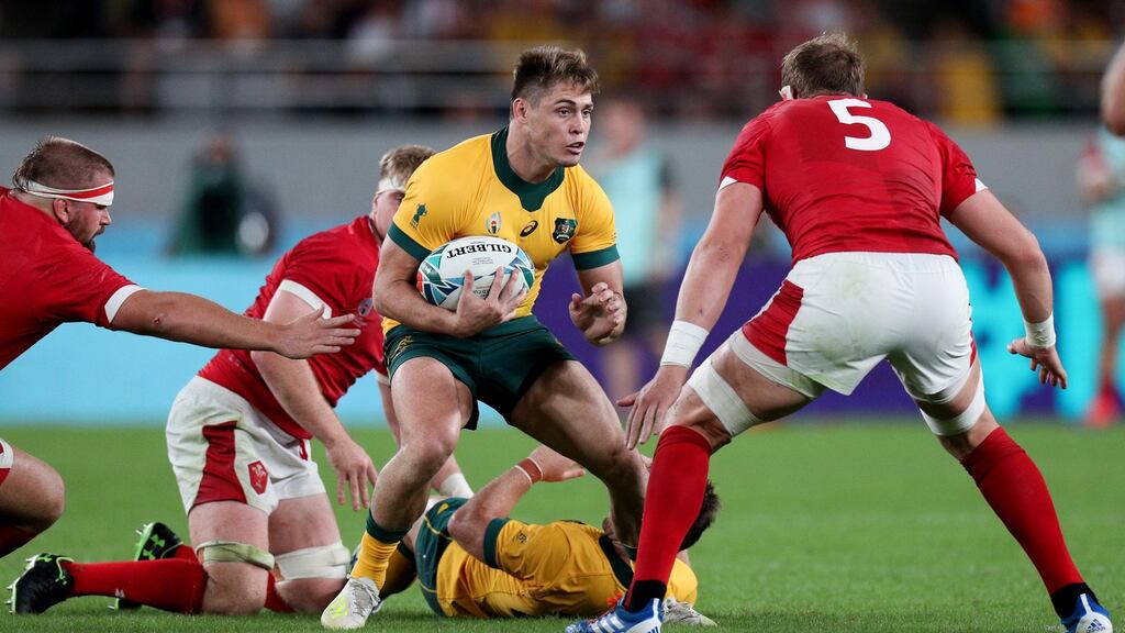 James O’Connor in action for Australia against Wales during the Pool D clash at the Tokyo Stadium, Tokyo, Japan. Photograph: Craig Mercer/Inpho